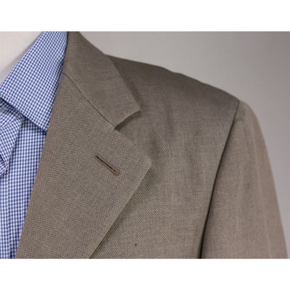 Armani Collezioni Tan Woven Wool Western Style Blazer Jacket 40R - Picture 4 of 8